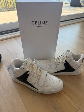Celine White and Black Low-Top Sneakers